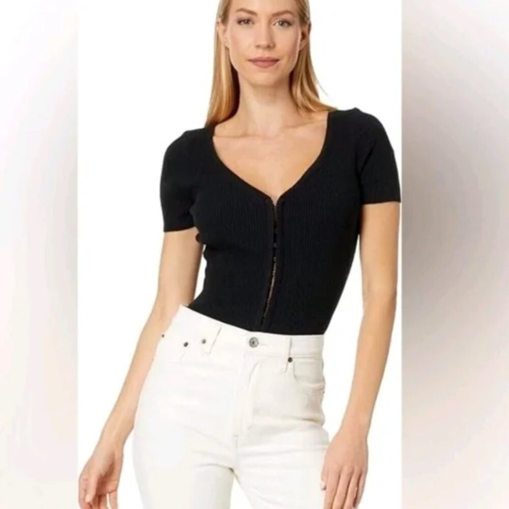 Abercrombie & Fitch Black Ribbed Knit Top